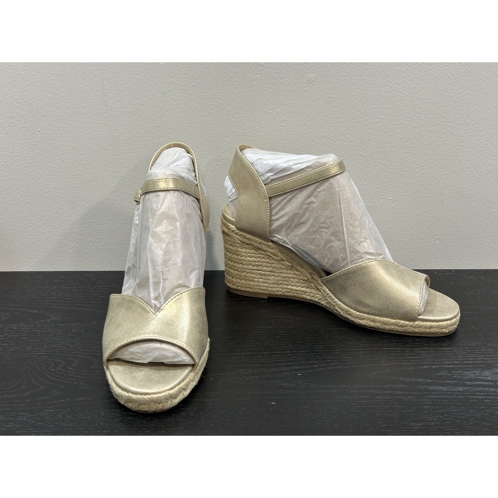 LifeStride Wedge Sandal Sz 11 Platino Tess Espadrille Velocity 2.0 Cushioned NEW